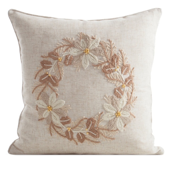 Fata de perna cu motiv de Craciun CHP218 45 x 45 Eurofirany bej