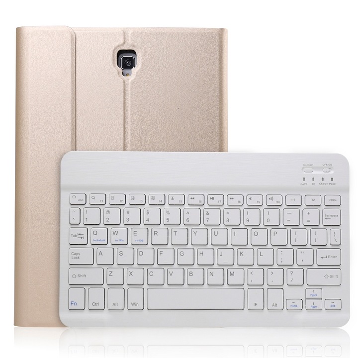 Bluetooth billentyűzetes tok Galaxy Tab S4 10.5 T830 / T835 készülékhez, állvánnyal, PU bőr, arany