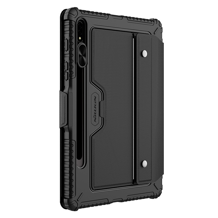 Bluetooth 3.0 billentyűzetes tok Samsung Galaxy Tab S8/S8 5G-hez, tartóval, levehető billentyűzettel, fekete