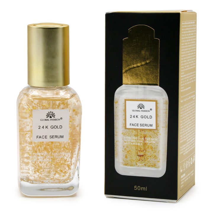 Ser cu niacinamida si acid hialuronic, Global Fashion, Ser 24K Gold, 50 ml