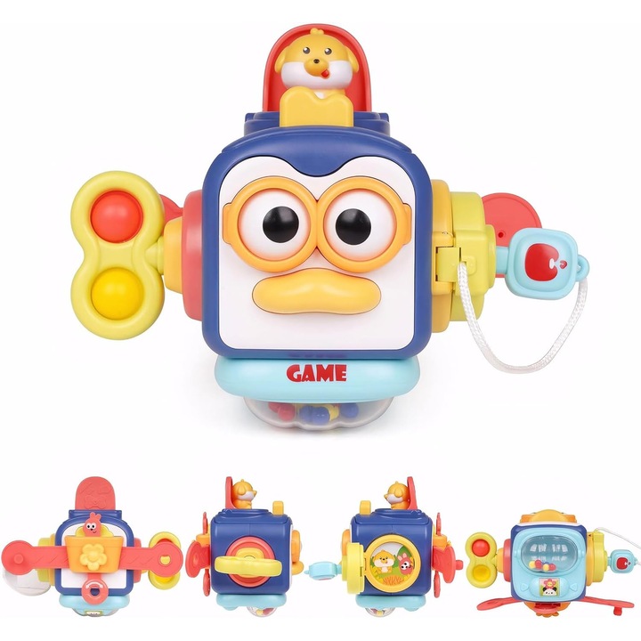 Jucarie interactiva cu activitati pentru bebelusi, 0 - 36 Luni, Puzzle Busy Box LuckyLu®