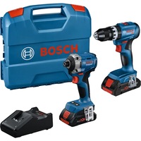 Set 2 scule pe acumulator Bosch Professional 18 V, Masina de gaurit si insurubat brushless GSB 18V-45, Masina de insurubat cu impact brushless GDR 18V-215, 2 acumulatori 4.0Ah, Incarcator GAL 18V-40, valiza L-box