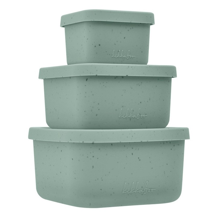 3 db-os szilikon bébi uzsonnás doboz szett, 150ml, 400ml, 600ml, Platinum Sage