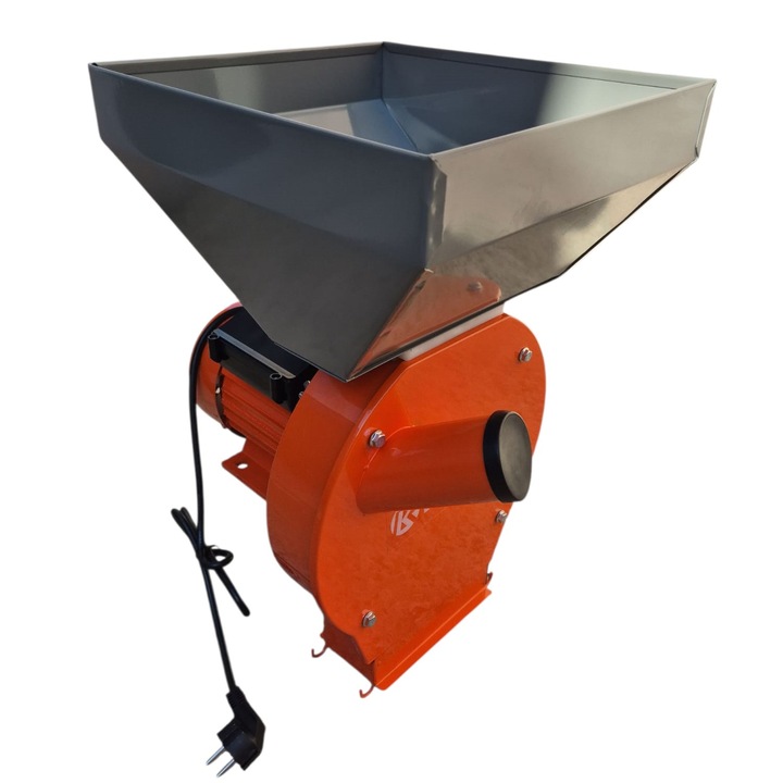 Moara electrica, pentru cereale si stiuleti motor 3, 9 kw, Cuva Mare, 100% cupru, 3000 rpm, 325 kg/h, 4 site, 20 ciocanele