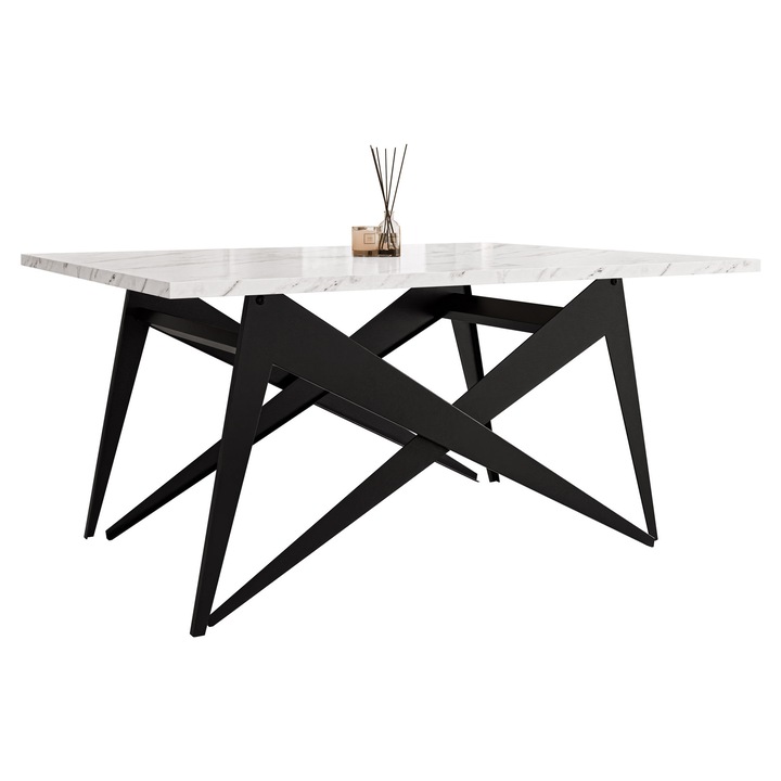 Masa ajustabila Zufralo, MIRJAN 24, negru / marmura bianco, 70x90x45 cm