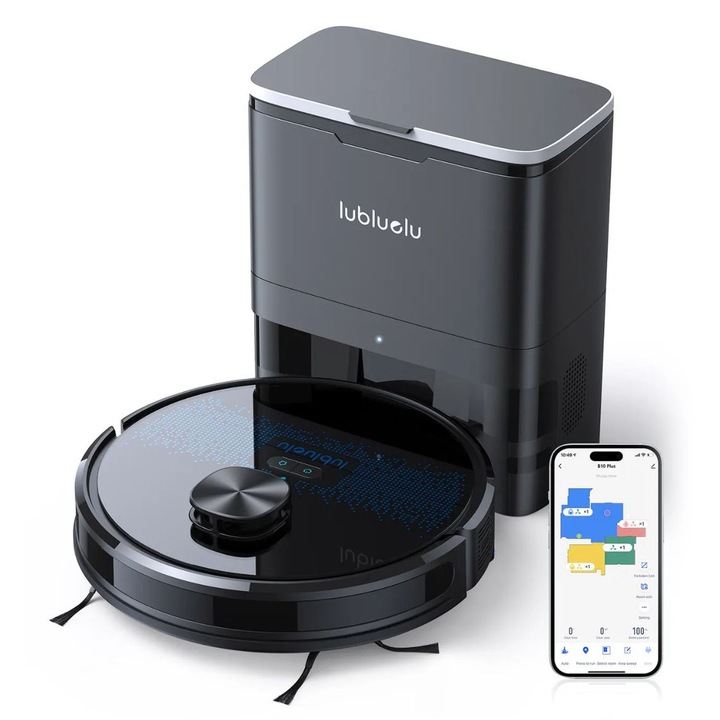 Aspirator robot cu statie SL60 Plus, 42W, Mop, LiDAR, 120 de minute, 2600 mAh, Negru