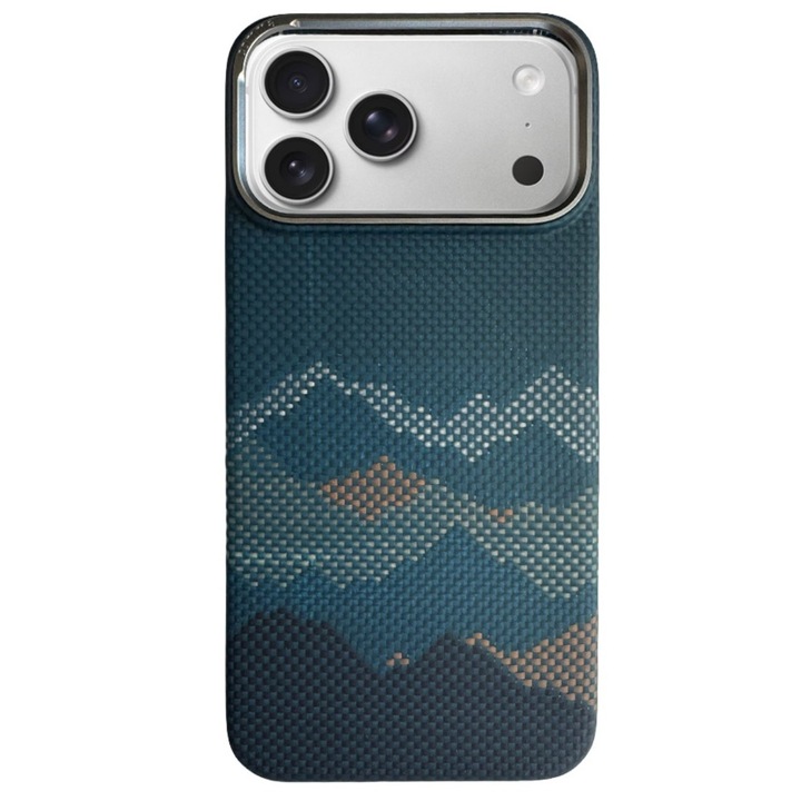 Comma Woven sorozatú Kevlar mágneses ütésálló tok, kompatibilis az iPhone 17 Pro Max Blue készülékkel