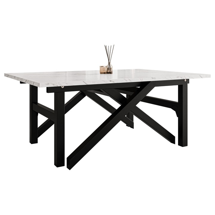 Masa ajustabila Zufralo Bis, MIRJAN 24, negru / marmura bianco, 70x100x40 cm