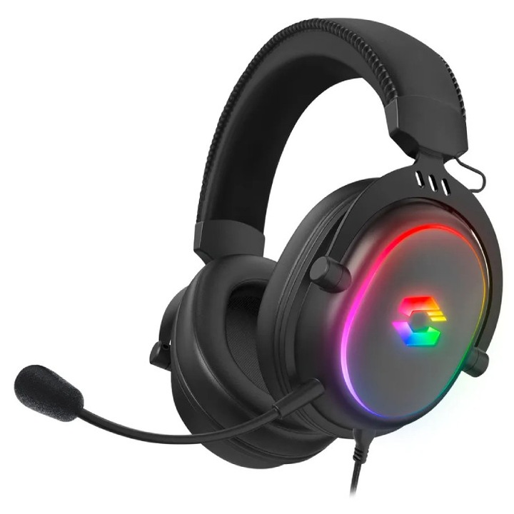 Casti gaming SPEEDLINK CONUX RGB, 50mm, microfon detasabil, cu fir, multicolor