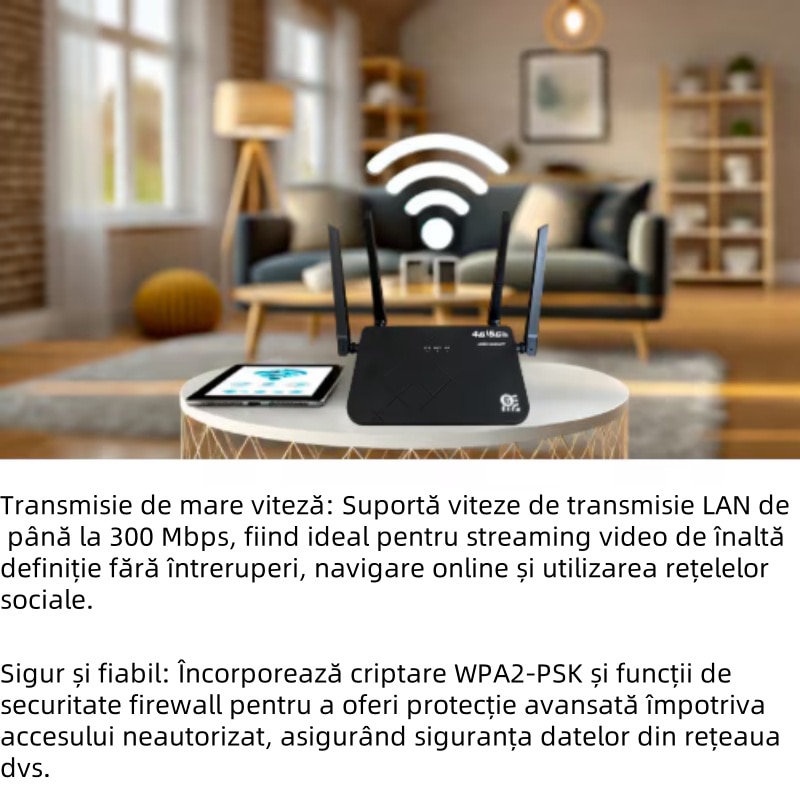 Semnal Router Cu Sim Router Wireless 4G/5G WiFi LTE, 300 Mbps Conectivitate Stabila si ...
