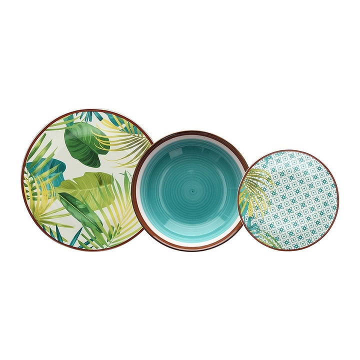 Set masa 18 buc, portelan multicolor, Tognana Metropolis Jungle