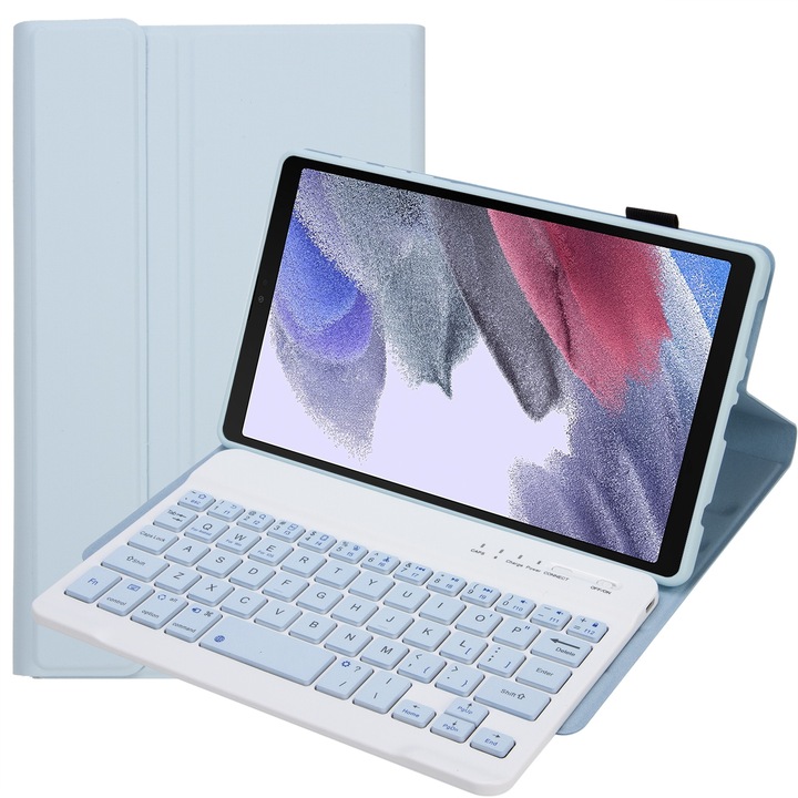 Husa cu tastatura Bluetooth 3.0 pentru Samsung Galaxy Tab A7 Lite 8.7 T220 / T225, tastatura detasabila, cu suport, Alb
