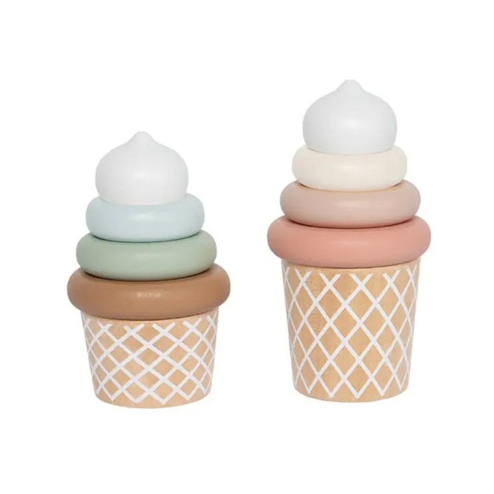 Jabadabado fagylalt piramis készlet, pasztell színek, fa részletek, gyerek konyhák