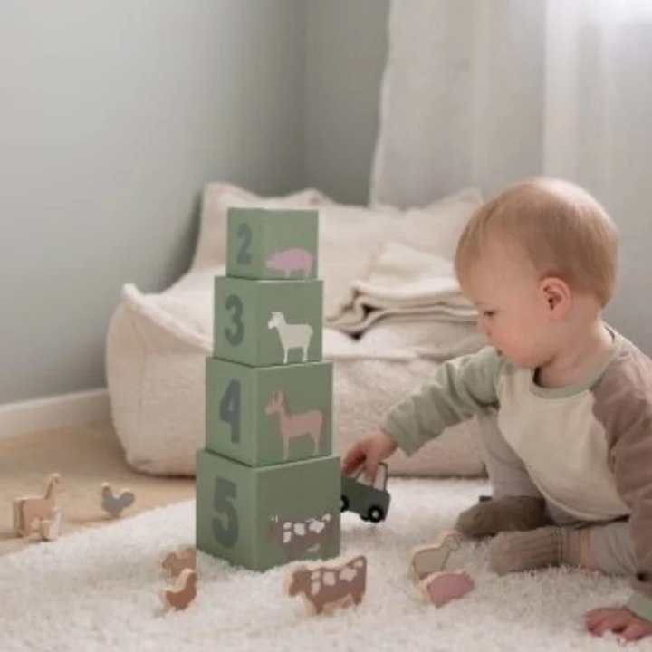 Cuburi Jabadabado, Piramida Farma, 5 piese, verde, dimensiune variabila