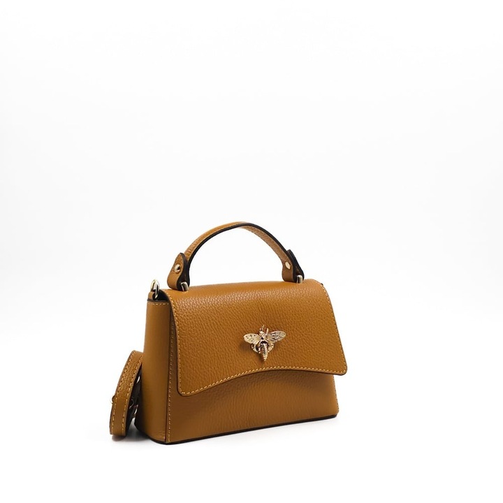 Poseta Piele Kirsti - Mustar, Geanta Casual din Piele Naturala, Geanta, Genti