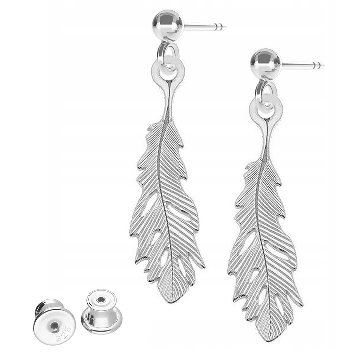 Cercei, Larezo, Pene Decorative, Argint 925, Fara Pietre, Pentru Femei, Cutie Premium Pentru Bijuterii, Argintiu