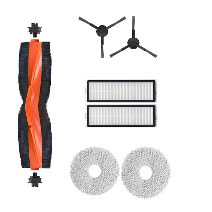 PAA-home tartozékkészlet, kompatibilis a Xiaomi X20 Max / X20 Pro porszívókkal, 2 felmosókendő, 2 szűrő, 2 fekete oldalkefe, 1 központi kefe