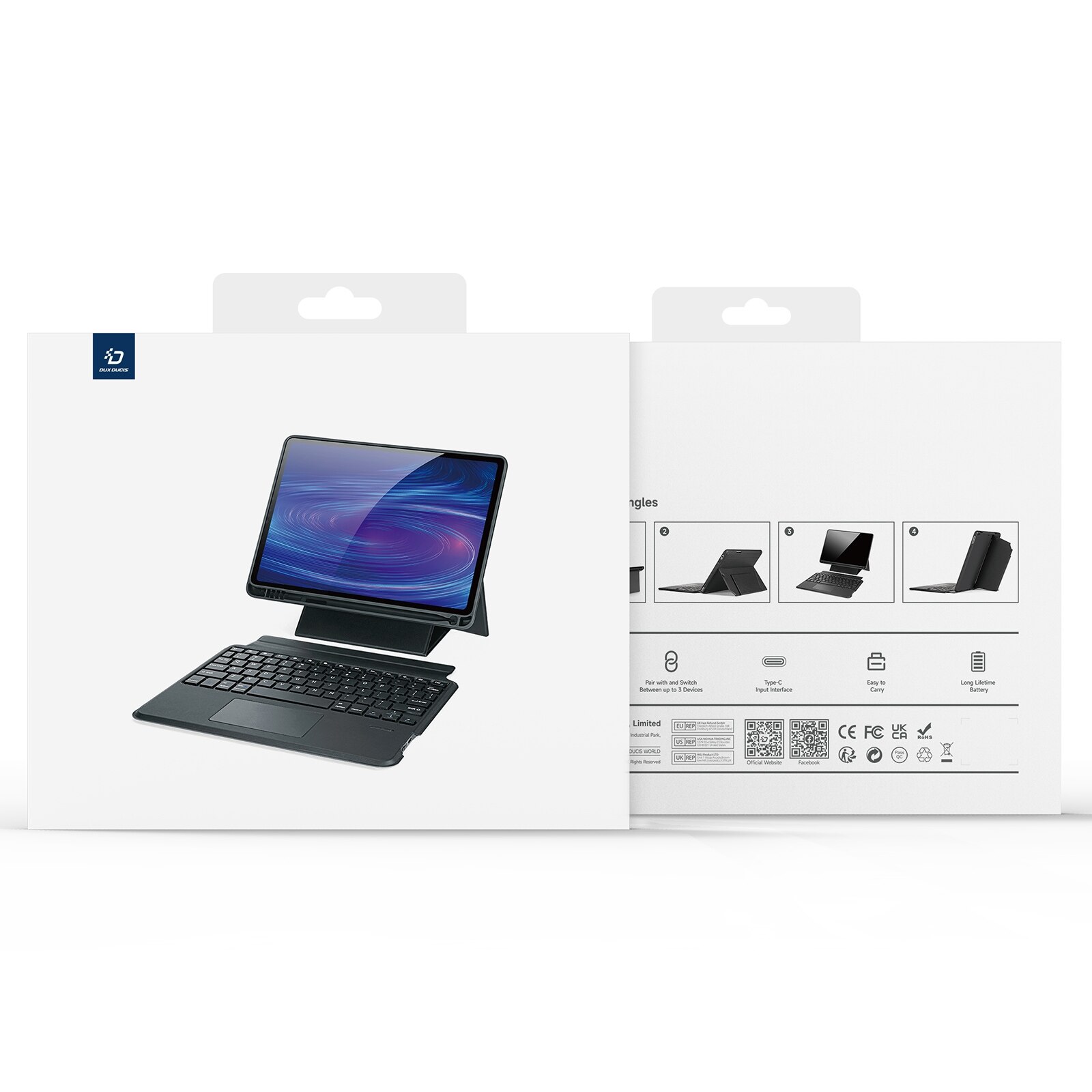 Husa cu tastatura Bluetooth Dux Ducis seria DK pentru Galaxy Tab S9, negru, stand, USB-C