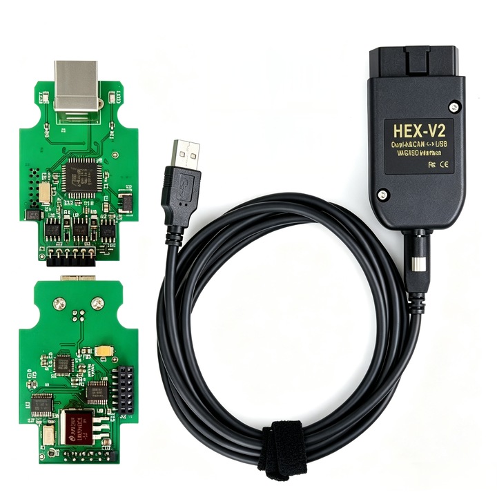 Scanner OBD2 VAG COM HEX V2, DASOKE, compatibil VW Audi Skoda Seat, cablu USB, set complet