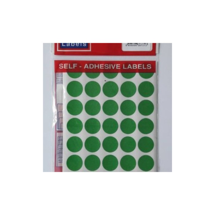Öntapadós címkék, Tanex, 8mm, kerek, 750 db-os készlet, zöld
