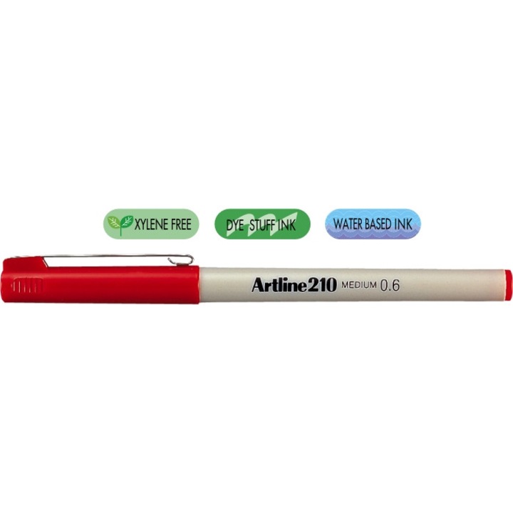 Artline 210 tűfilc, 0,6 mm, piros, 12 db-os szett