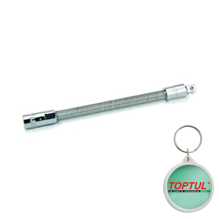 Extensie 1/4" pentru biti / pentru minere / pentru surubelnite / pentru tubulare, profil patrat, cu blocare cu bila / flexibil, lung, Toptul, 1x Breloc