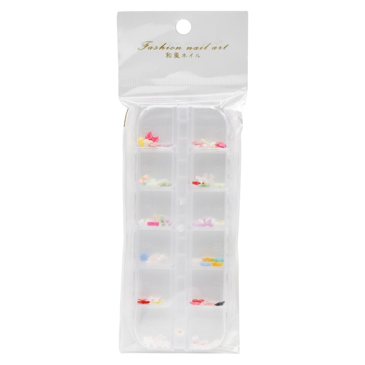 Figurine volumetrice 3D pentru manichiura, set (funde si flori de diferite culori)