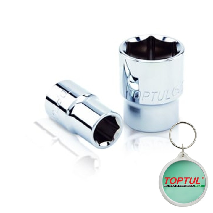 Tubulara 1/2" (12, 5 mm), Hexagonal, dimensiune Inch 1 1/4", lungime 45 mm, tip B, final oglinda, Toptul, 1x Breloc