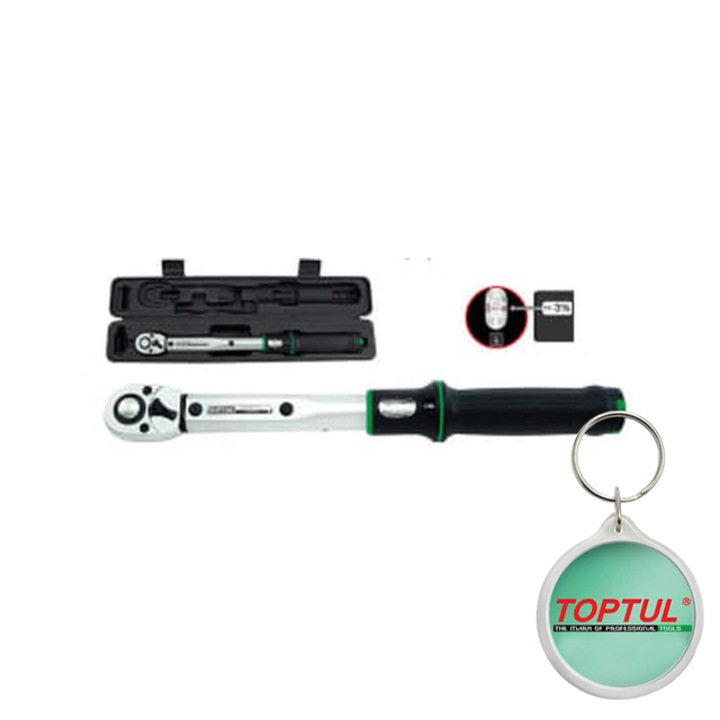 Cheie clichet / cuplu 1/4", raza 5-25 Nm, lungime 29 cm, Toptul, 1x Breloc