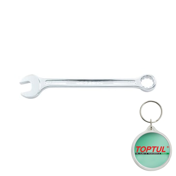 Cheie cleste combinat, drepentru, 24mm, lungime 274 mm, unghi 15°, final satin cromat, material cr-v / otel din aliaj de cromat de vanadiu, standard METRIC, Toptul, 1x Breloc