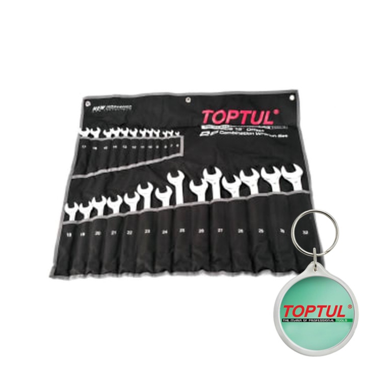 Set de chei combinate, numar piese 26 buc, cheie combinata, 6/7/8/9/10/11/12/13/14/15/16/17/18/19/20/21/22/23/24/25/26/27/28/29/30/32 mm, Toptul, 1x Breloc