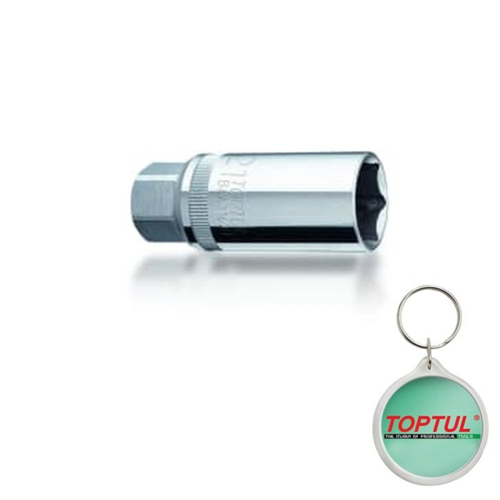 Tubulara Hexagonal, tubulara 1/2", magnetic, pentru bujii, pentru desurubare - strangere, tubulara 6/12-pentru (metric) 21 mm, lungime 67mm, final dual, Toptul, 1x Breloc