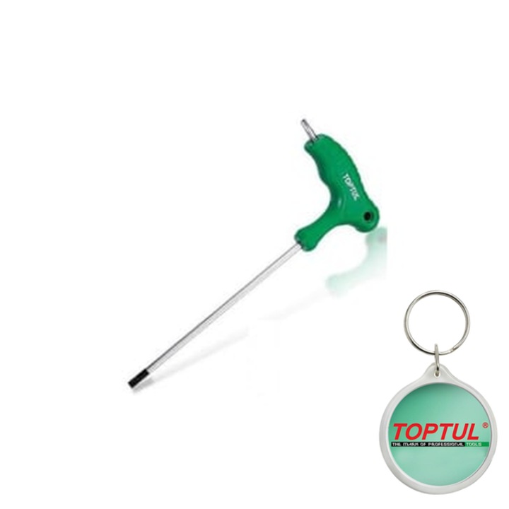 Cheie T15H, cu doua capete, maner in forma de L, profil TORX / TORX Tamper, maner tip L, Toptul, 1x Breloc