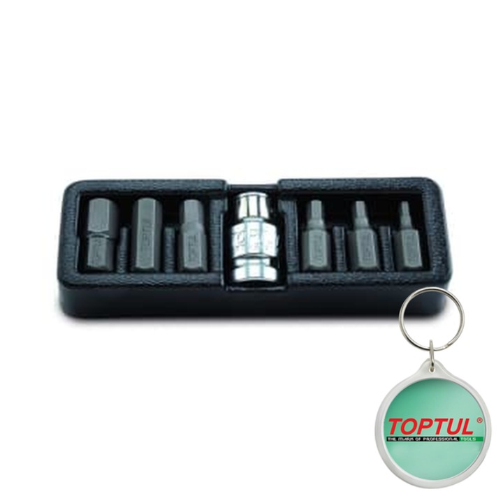 Raft carucior, dimensiune tubulara 1/2", tip insert plastic, numar piese 7 szt., tip cheie adapentruor/adapentruoare / introduceti bit hex (e), Toptul, 1x Breloc