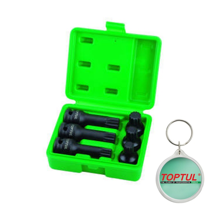 Set tubulare 1/2" (omogen), 6 buc, profil spline / xzn spline / XZN M14, M16, M18, pentru desurubare - strangere, Toptul, 1x Breloc