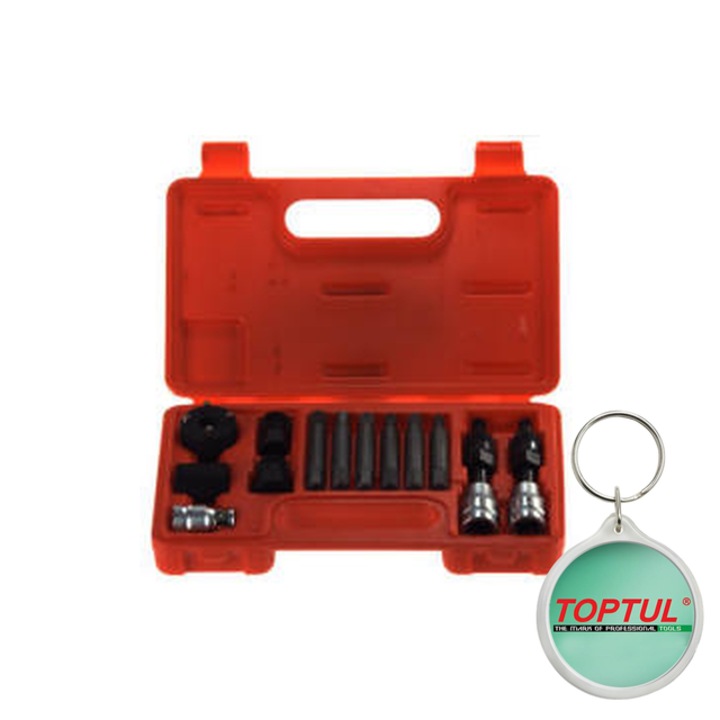 Set tubulare 1/2", tip tubulara special impact (Amestecat), 11 buc, profil HEX, pentru alternator / pentru cuplare alternator, Toptul, 1x Breloc