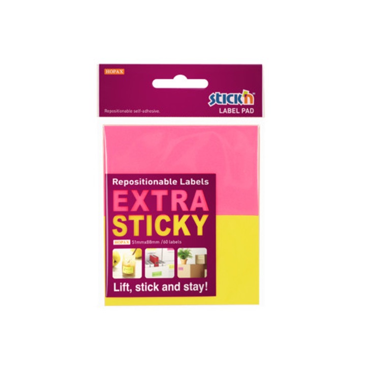 Самозалепващи етикети 51 X 88 мм, 2 X 30 етикета/комплект Stick"n Extra Sticky Label - Неонови асорти