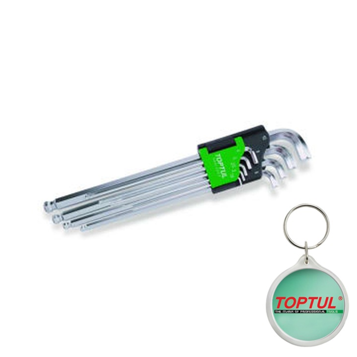 Set de chei cheie, 9buc profil hex dimensiune HEX 1.5/ 2/ 2.5/ 3/ 4/ 5/ 6/ 8/ 10, Toptul, 1x Breloc