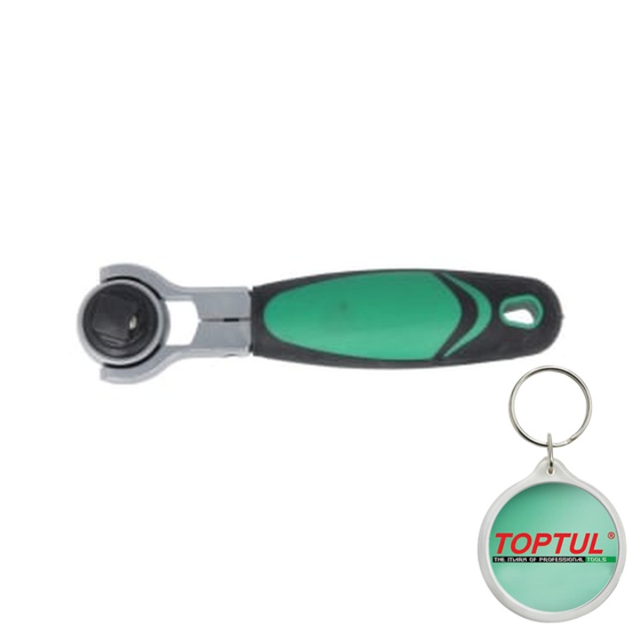 Miner cu clichet, 1/2/ 1/4 inch, profil patrat, numar dinti 72, lungime 160 mm, tip cap pivotant, Toptul, 1x Breloc