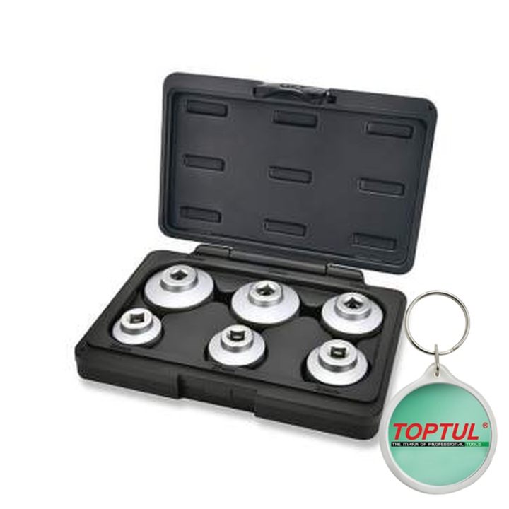 Cheie filtru ulei set 3/8 inch, tubulara, dimensiune metrica 24/27/30/32/36/38 mm, numar piese 6 buc, destinat pentru pentru filtrul de ulei, Toptul, 1x Breloc