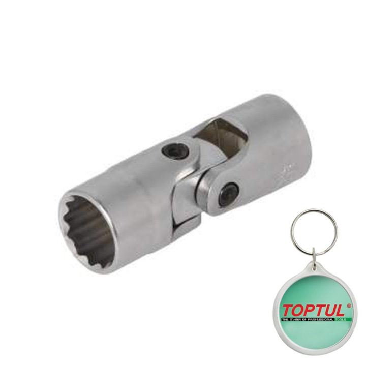 Tubulara 3/8" (10 mm), 12pentru, tubulara 6/12-pentru (metric) 13 mm, lungime 52 mm, tip tubulara pivotant, final satin cromat, Toptul, 1x Breloc