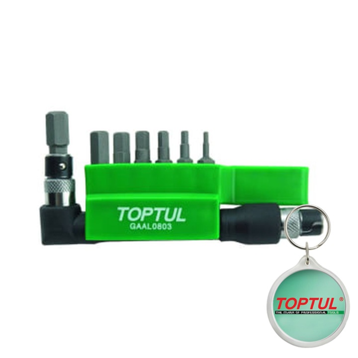 Set de bits 1/4", numar piese 7 buc, Bit de insertie HEX, HEX, 2/ 3/ 4/ 5/ 6/ 7/ 8 mm, Toptul, 1x Breloc