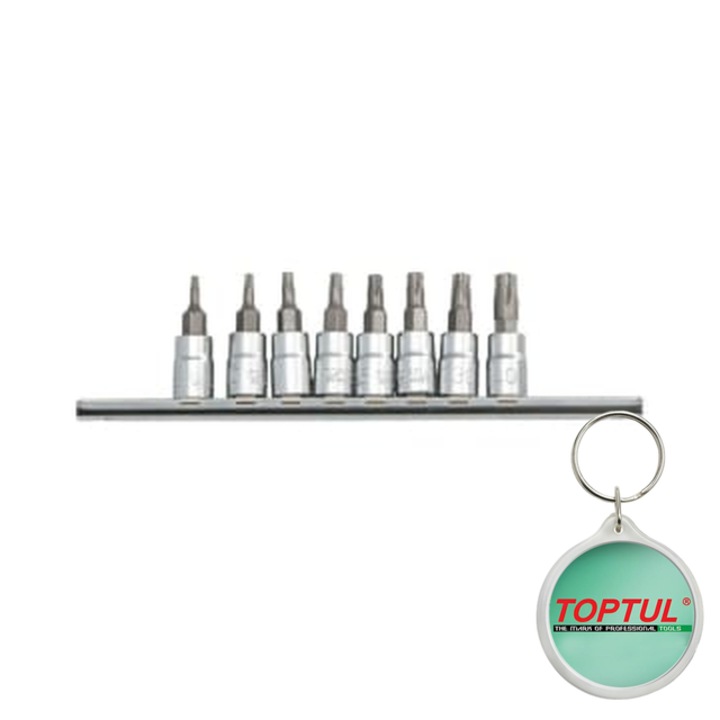 Set tubulare (omogen), 8 buc, profil TORX, Toptul, 1x Breloc