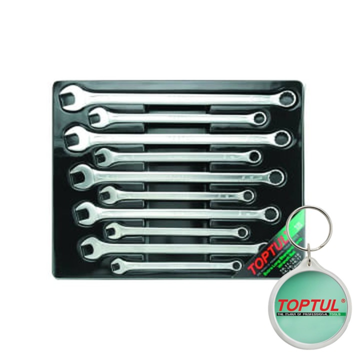 Set de chei combinate, numar piese 10 buc, cheie combinata, 10/11/12/13/14/15/16/17/18/19 mm, Toptul, 1x Breloc