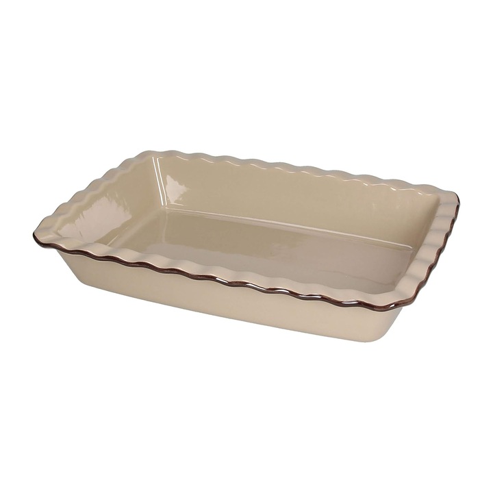 Tava gatit portelan Tognana crem 33x23x6.2 cm, rezistenta si usor de intretinut