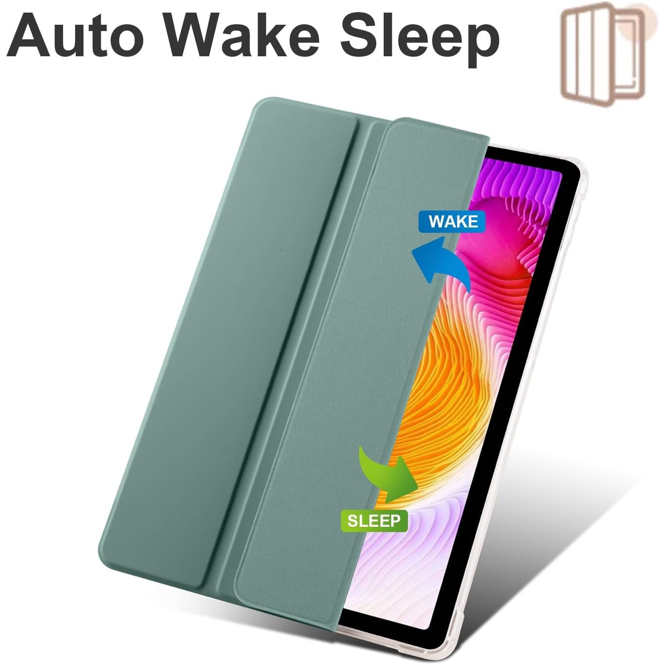 Husa Sigloo pentru tableta Honor Pad X9A, – Slim, Spate transparent, Suport Stylus, Tri-Fold Magnetic, Piele Ecologica, – Verde