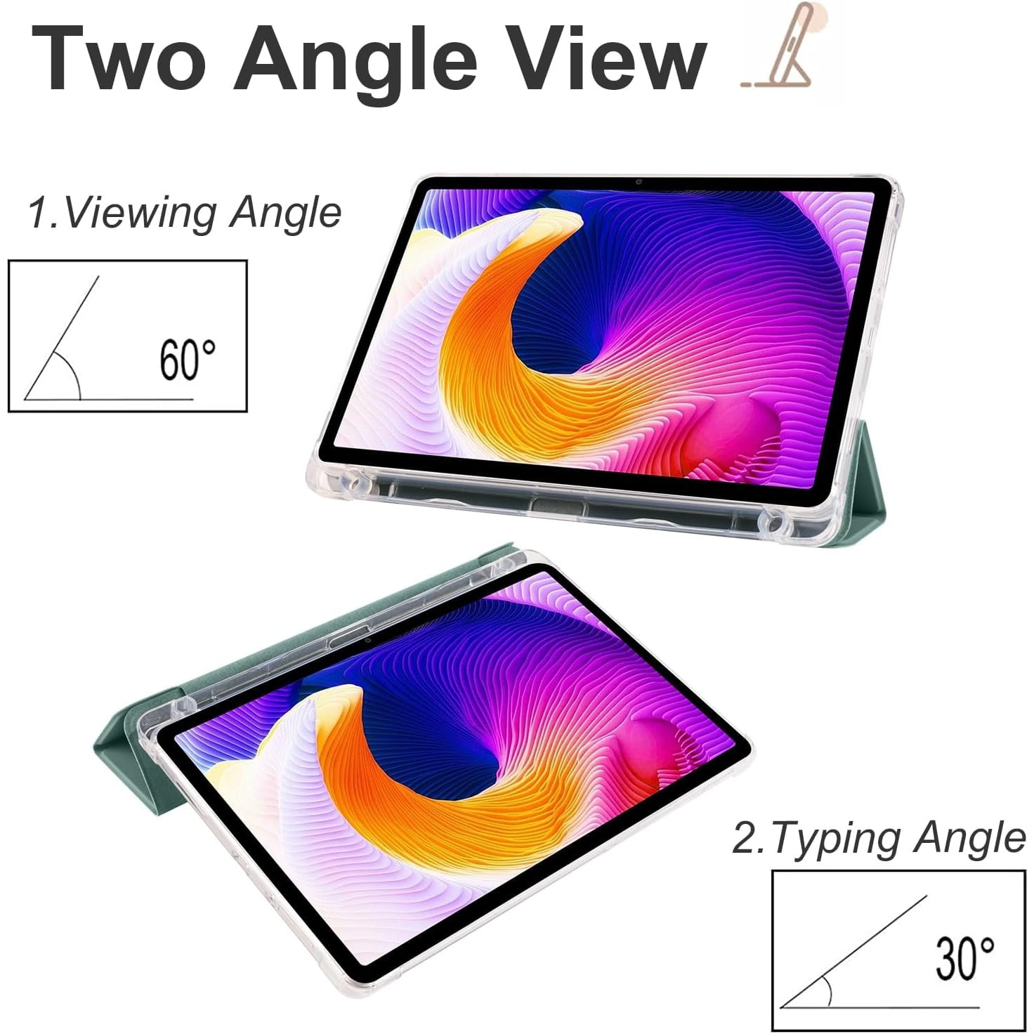 Husa Sigloo pentru tableta Honor Pad X9A, – Slim, Spate transparent, Suport Stylus, Tri-Fold Magnetic, Piele Ecologica, – Verde