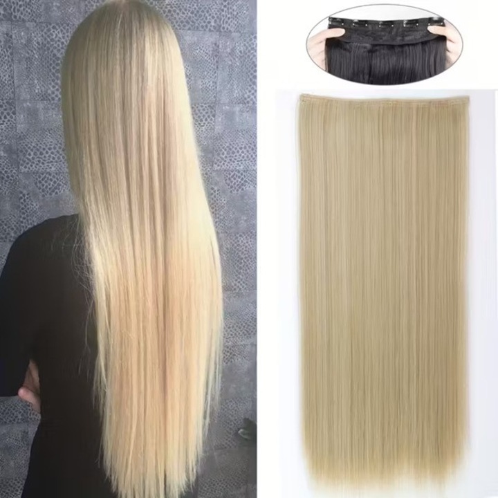 Extensii par clip-on Animis Beauty, blond cenusiu, 5 clipsuri, 60cm, fibra sintetica termorezistenta