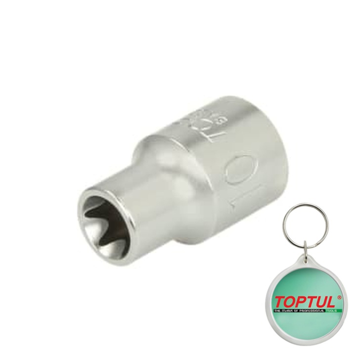 Tubulara 3/8" (10 mm), dimensiune cheie E-TORX E10, tubulara, lungime 28 mm, Toptul, 1x Breloc