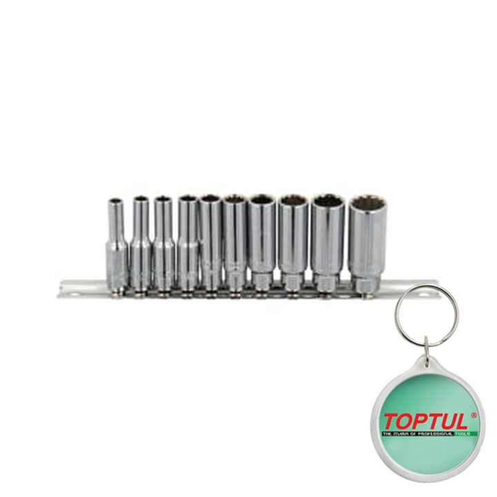 Tubulara, 10buc profil 12pentru, dimensiune tubulara 1/4". dimensiune Inch 11/32 x 1/2 x 1/4 x 3/16 x 3/8 x 5/16 x 7/16 x 7/32 x 9/16 x 9/32", Toptul, 1x Breloc